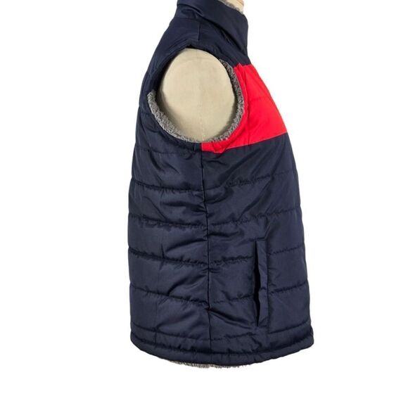 NFL New England Patriots Blue and Red Reversible Puffer and Fleece Vest - Picture 2 of 10